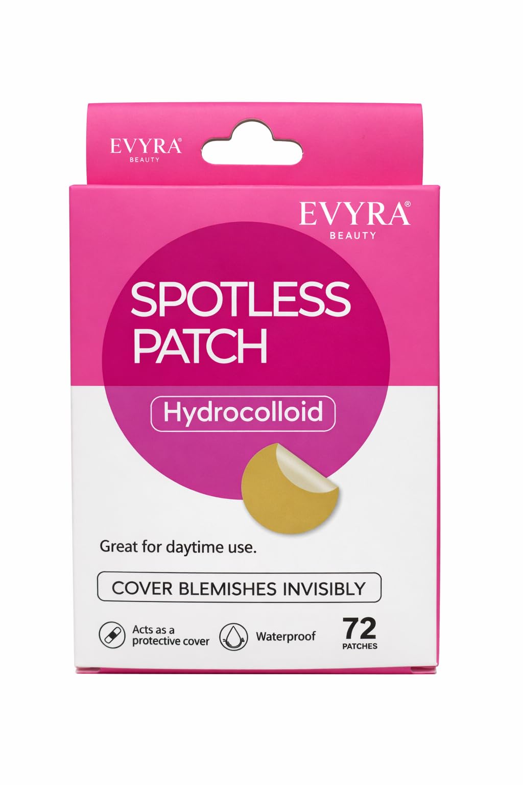 Evyra Spotless Patch Invisible Hydrocolloid Blemish Cover Dots Ultra-Thin Clear Spot Stickers for Discreet Coverage 72 Count