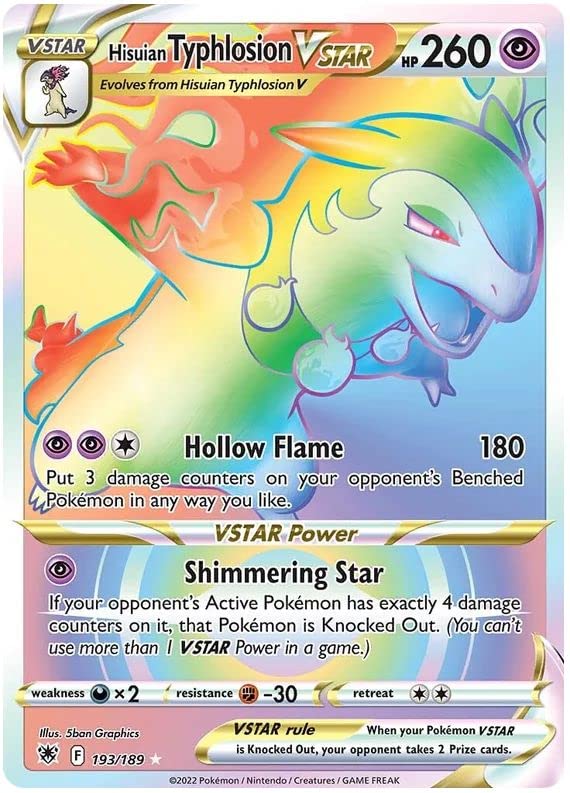 Hisuian Typhlosion VSTAR 193/189 Rare Rainbow Pokemon Card (SWSH