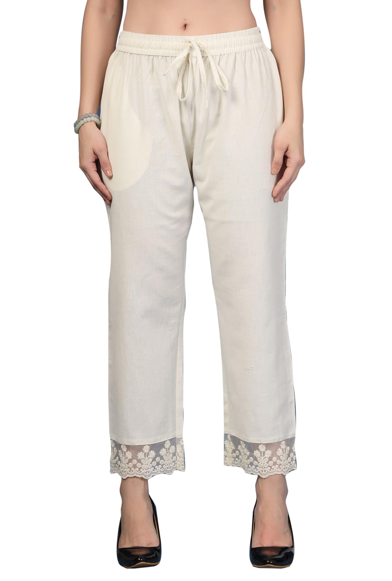 pistaa's Women's Pure Cotton Regular Hem Design Solid Palazzos-picture-33