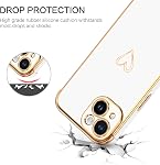 BENTOBEN Case for iPhone 15 Case, Cute Heart Pattern Plating Soft Silicone TPU Bumper Shockproof Protective Women Girls Flexible Anti Slip Phone Case for iPhone 15 6.1", White