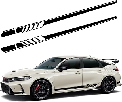 2 PCS Car Side Skirt Decals, 88.58" x 4.52" Long Stripes Stickers, PVC Auto Personalized Stickers, Waterproof Body Decoration, Universal for Most Cars, Trucks, SUVs Black