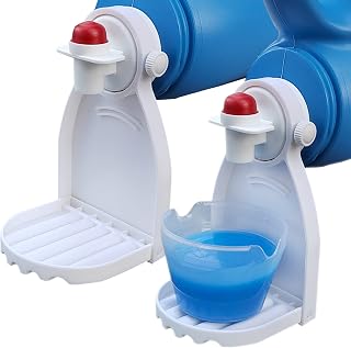 Adjustable Laundry Detergent Cup Holder & Drip Tray Catcher, 2 PCS Detergent Organizer with an Anti-Fall Screw, Laundry Detergent Stand Fits Most Size Bottles- Detergent Holder for Laundry