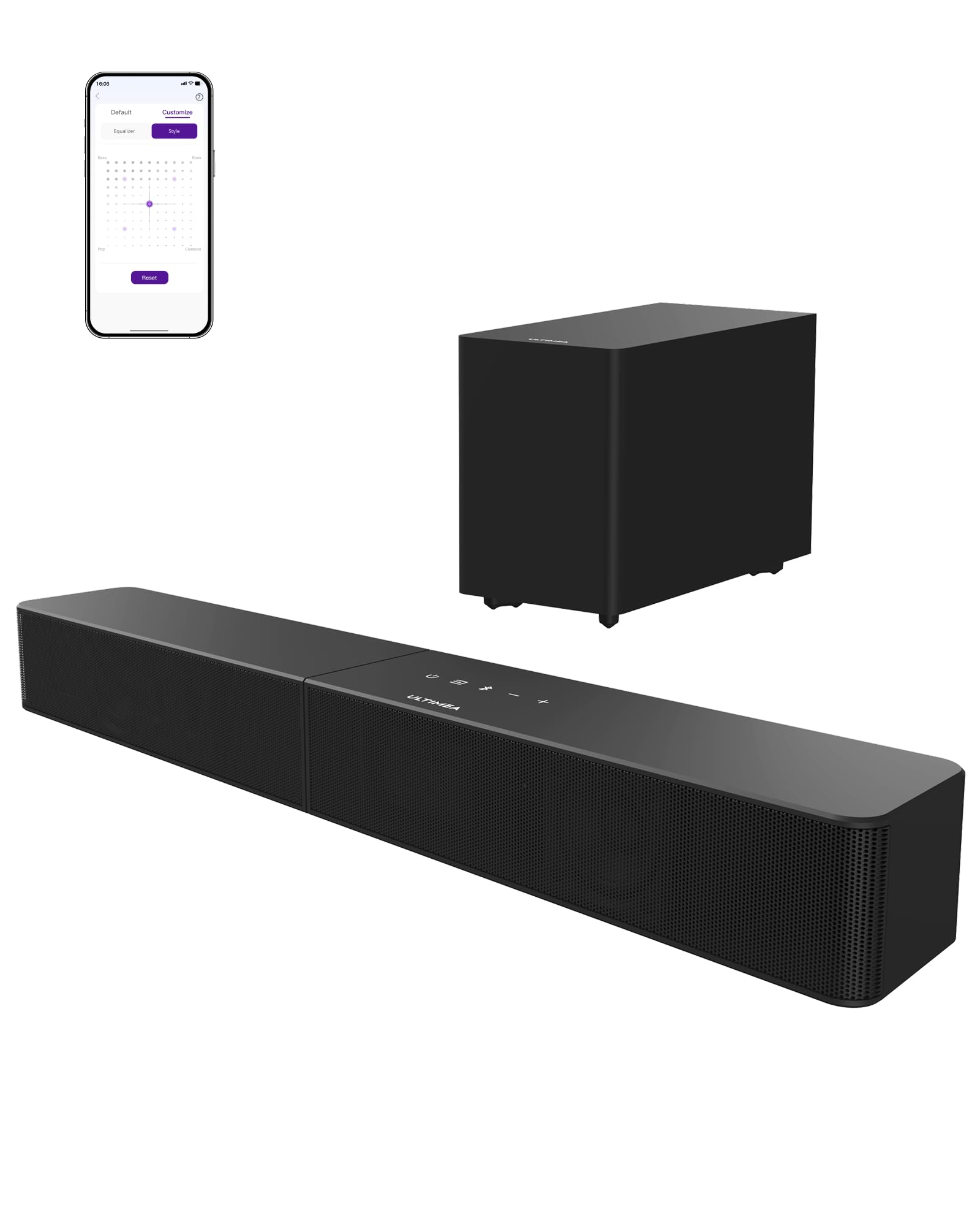 ULTIMEA Soundbar mit kabellosem Subwoofer, VoiceMX & BassMX, App-Steuerung, Bluetooth 6.0, 2.1ch Soundbar für TV Geräte, Einstellbarer Bass, HDMI, Optisch, Poseidon M30, 2026