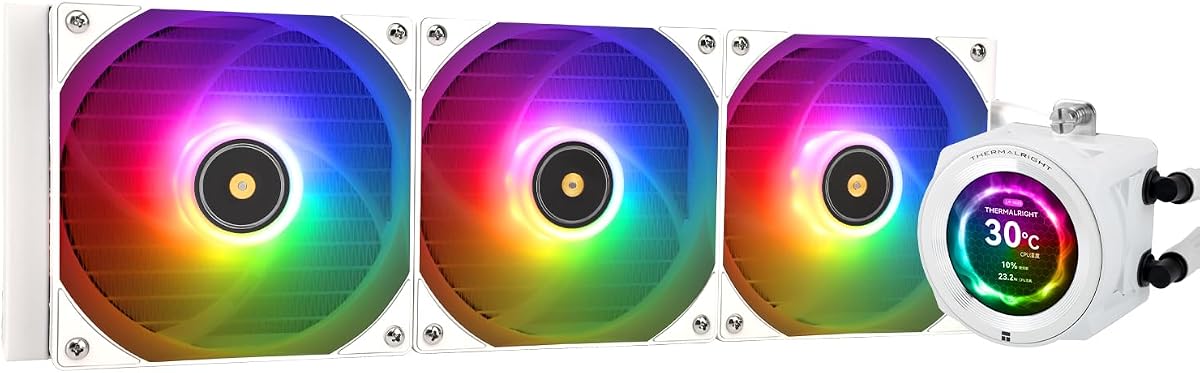 Thermalright CORE Vision 360 White ARGB-360mm AIO CPU Liquid Cooler,IPS LCD Screen with 480 * 480 Resolution,for AM4/AM5/Intel LGA1700/1851,‘2.1 inch’Magnet-Absorbent LCD Screen for Images