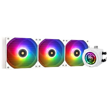Thermalright CORE Vision 360 White ARGB-360mm AIO CPU Liquid Cooler,IPS LCD Screen with 480 * 480 Resolution,for AM4/AM5/Intel LGA1700/1851, 2.1 inch Magnet-Absorbent LCD Screen for Images