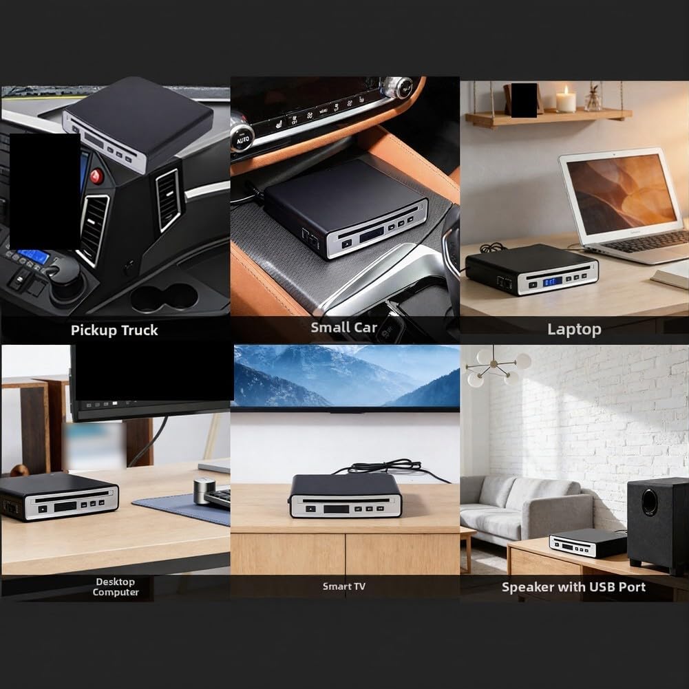Lettore CD per auto con trasmettitore FM USB AUX Port CD Player