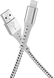 Geonav Cabo USB-A para Lightning, compatível com dispositivos Apple, 1.2 metros, nylon trançado, resiste até 10 mil dobras, tranferência de dados até 480 Mbps, ESLIWT, branco
