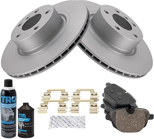 Miniatura 2 de TRQ Kit de pastillas de freno trasero y rotor, kit químico de freno, pastillas de freno Rotor de freno Cerámica Premium G-Coated Compatible con BMW