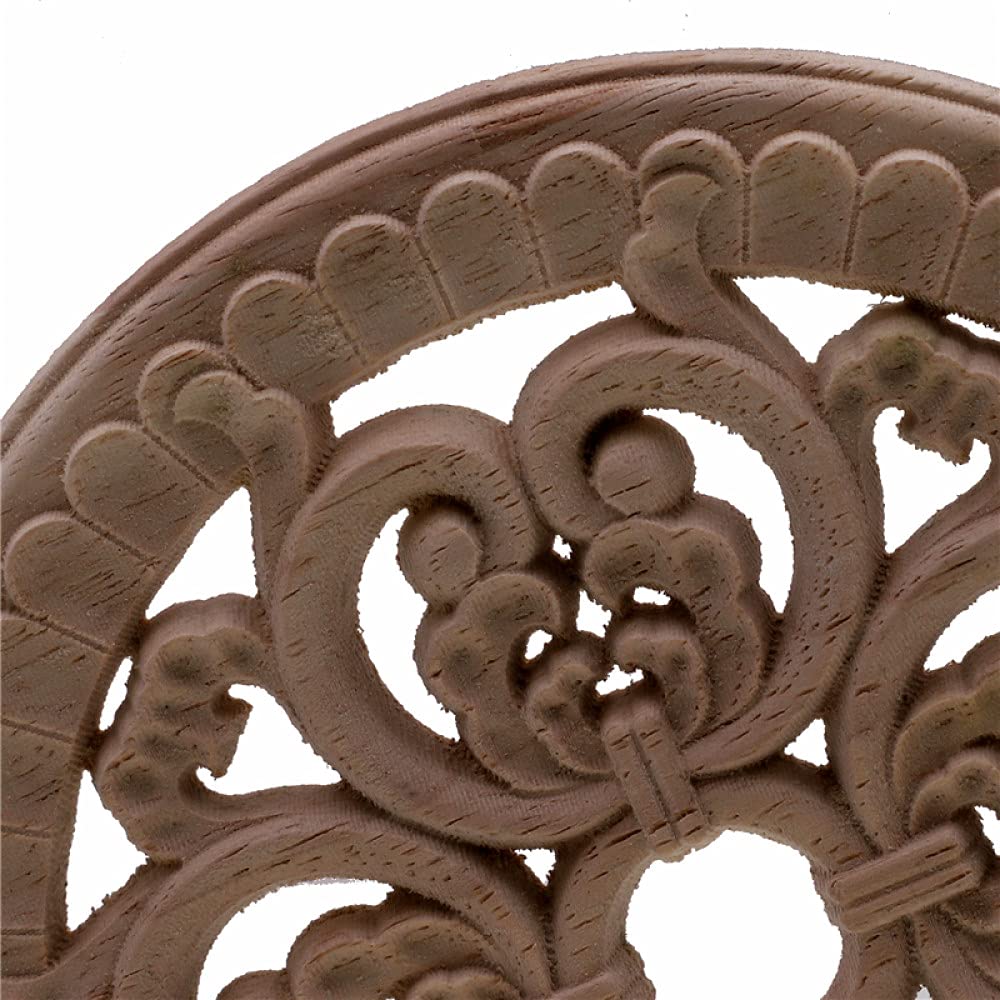 Okrągłe meble rzeźba w drewnie wystrój europejski styl kwiatowy drewno rzeźbione drzwi szafka drewniana rzeźbiona naklejka aplikacja dekoracyjna, 24 cm x 24 cm)