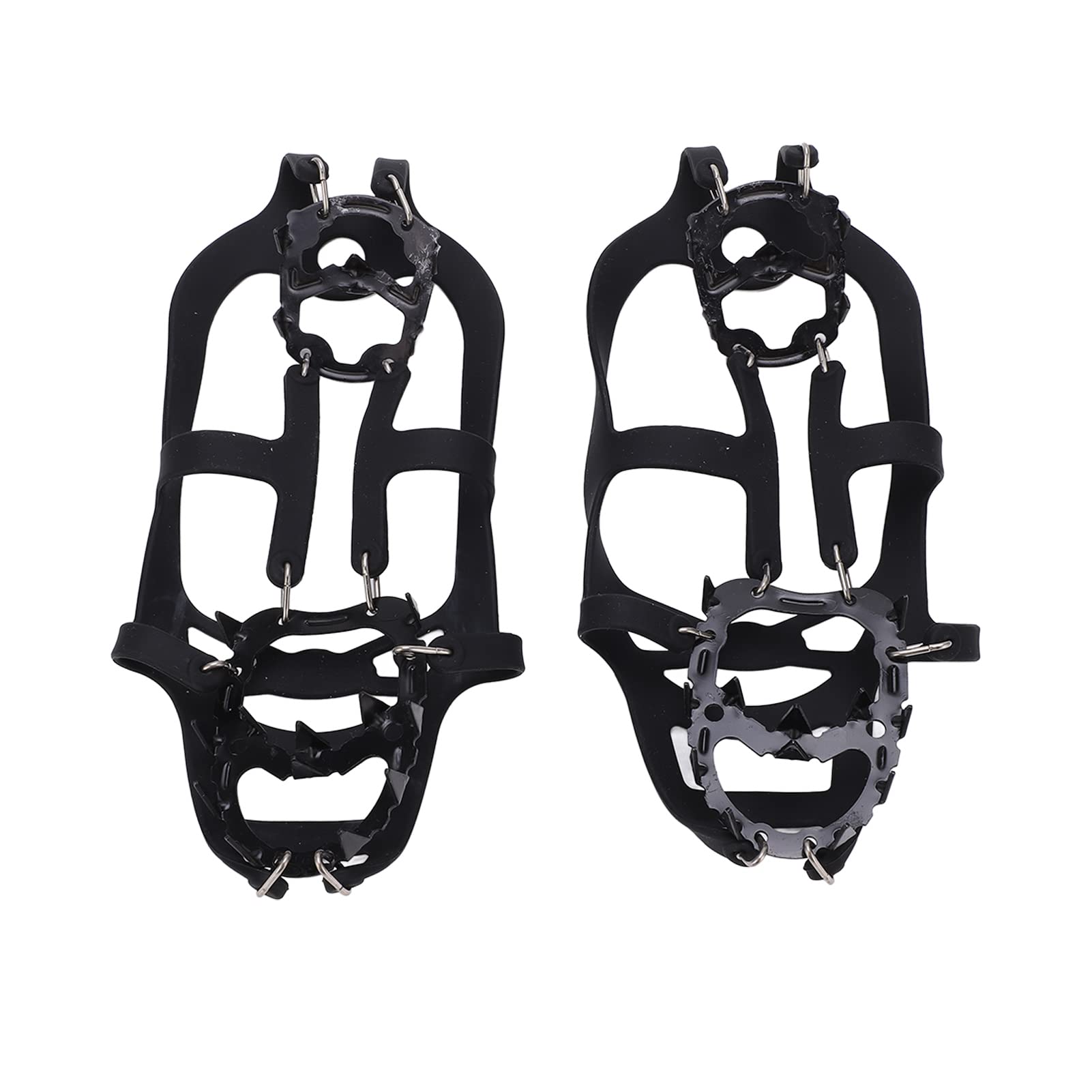 Generic 1 Pair 18 Teeth Ice Shoe Grips Antislip Walk Traction Cleat Snowshoe Grips Antifall Shoe Cover Snow Claw for Winter Climbing Hiking and Fishing (L Size: Suitable for 38?46 EU Size)