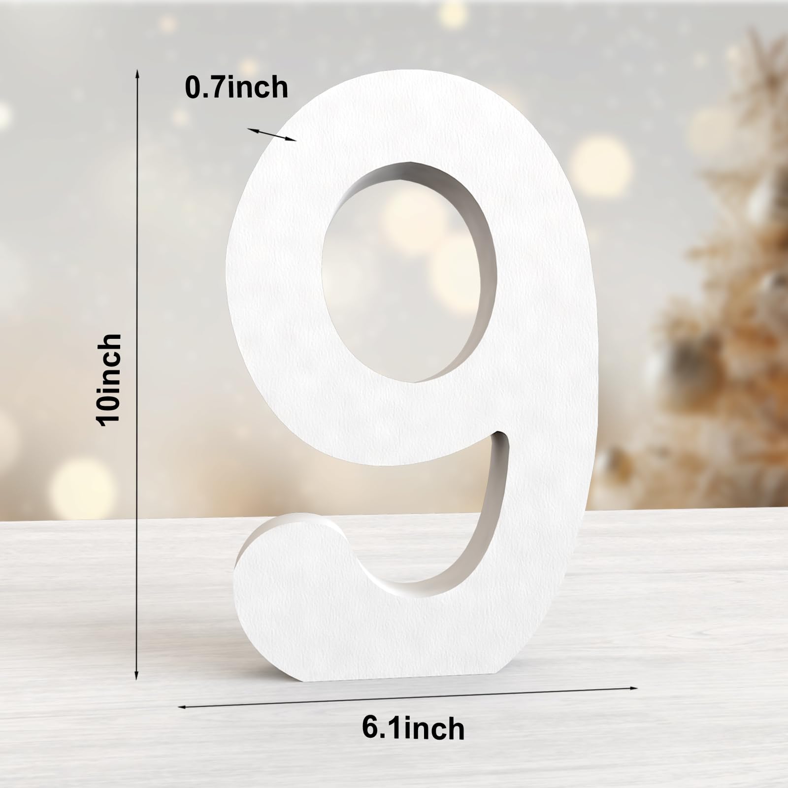 Aruatu 10 Inch White Wood Numbers Unfinished Wood Numbers for Wall Decor Decorative Standing Numbers Large Letters for wall Decoration for Craft Home Party Projects (9) - Image 2