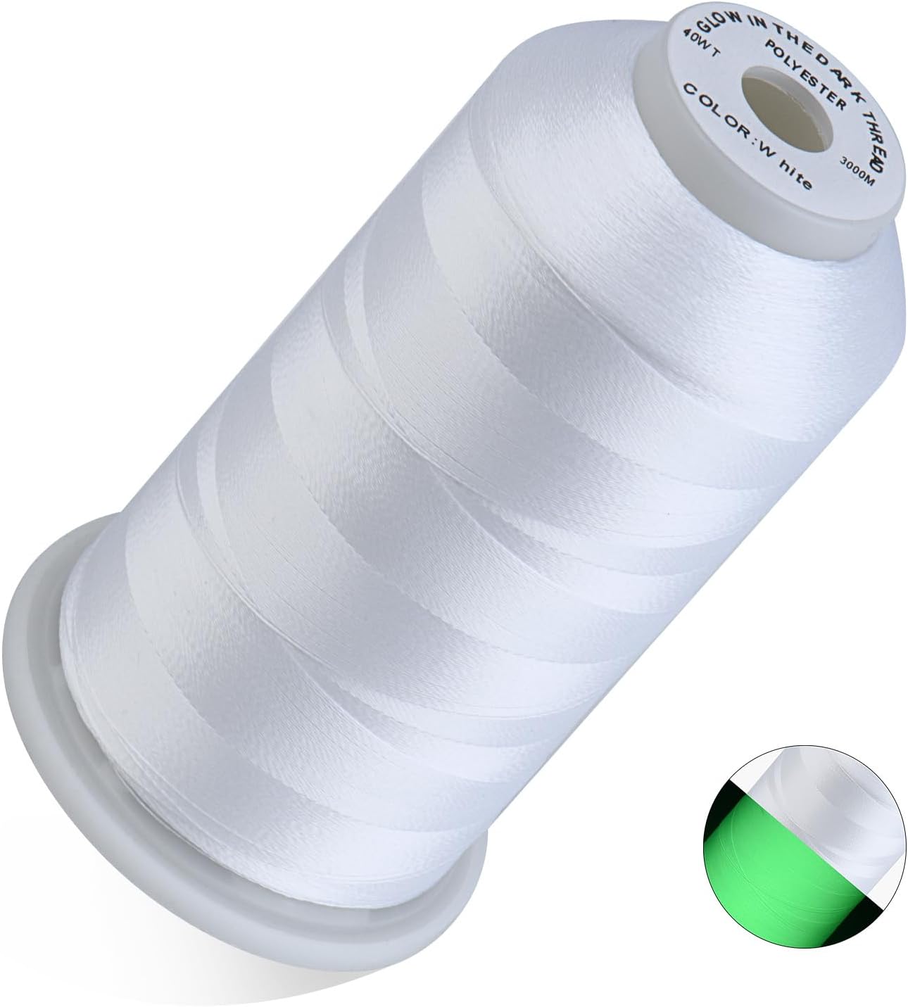 Simthread White Glow in Dark Thread 40WT for Embroidery and Sewing 3000M
