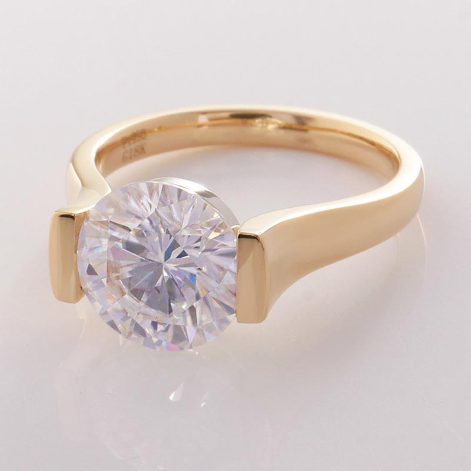 Alliance Femme Decor Gravée Alliance Homme Or Jaune Or 9 Carats Moissanite Solitaire avec Moissanite Ronde Taille Lesbienne pour Mesdames Nouvel An Bijoux