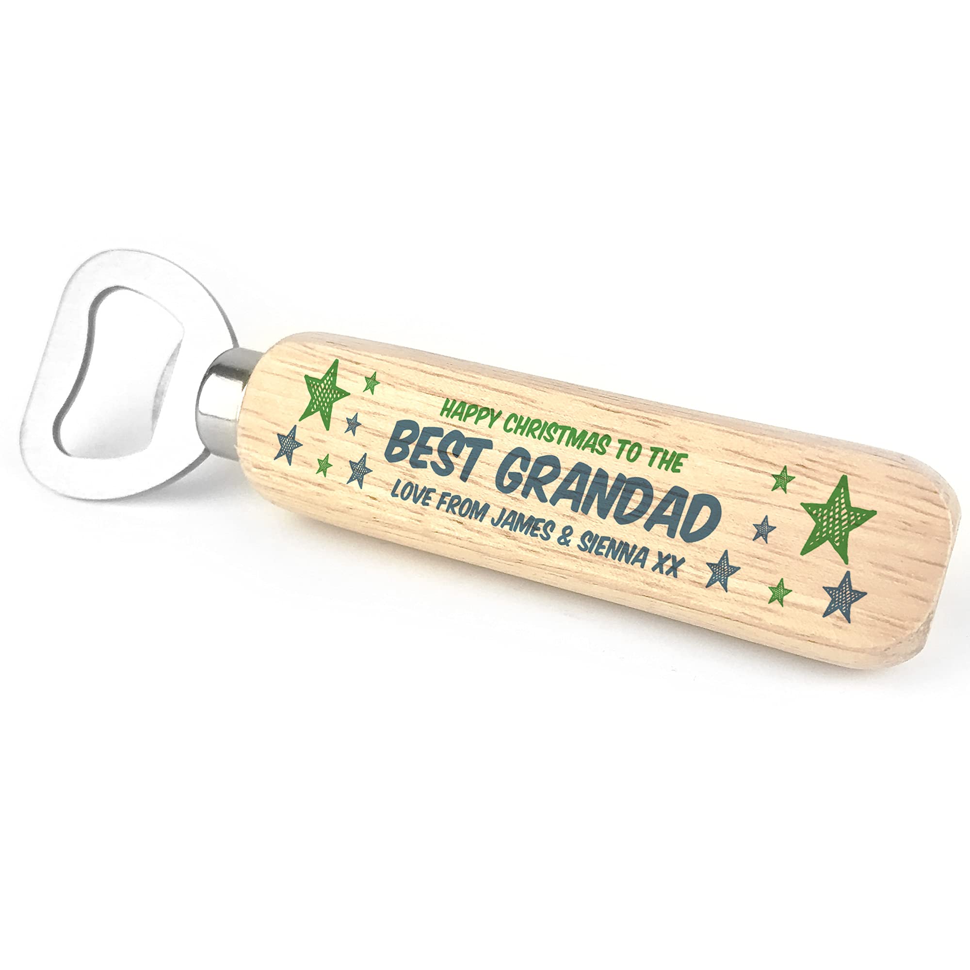 Personalised Wooden Bottle Opener Christmas for Grandad for Him Keepsake