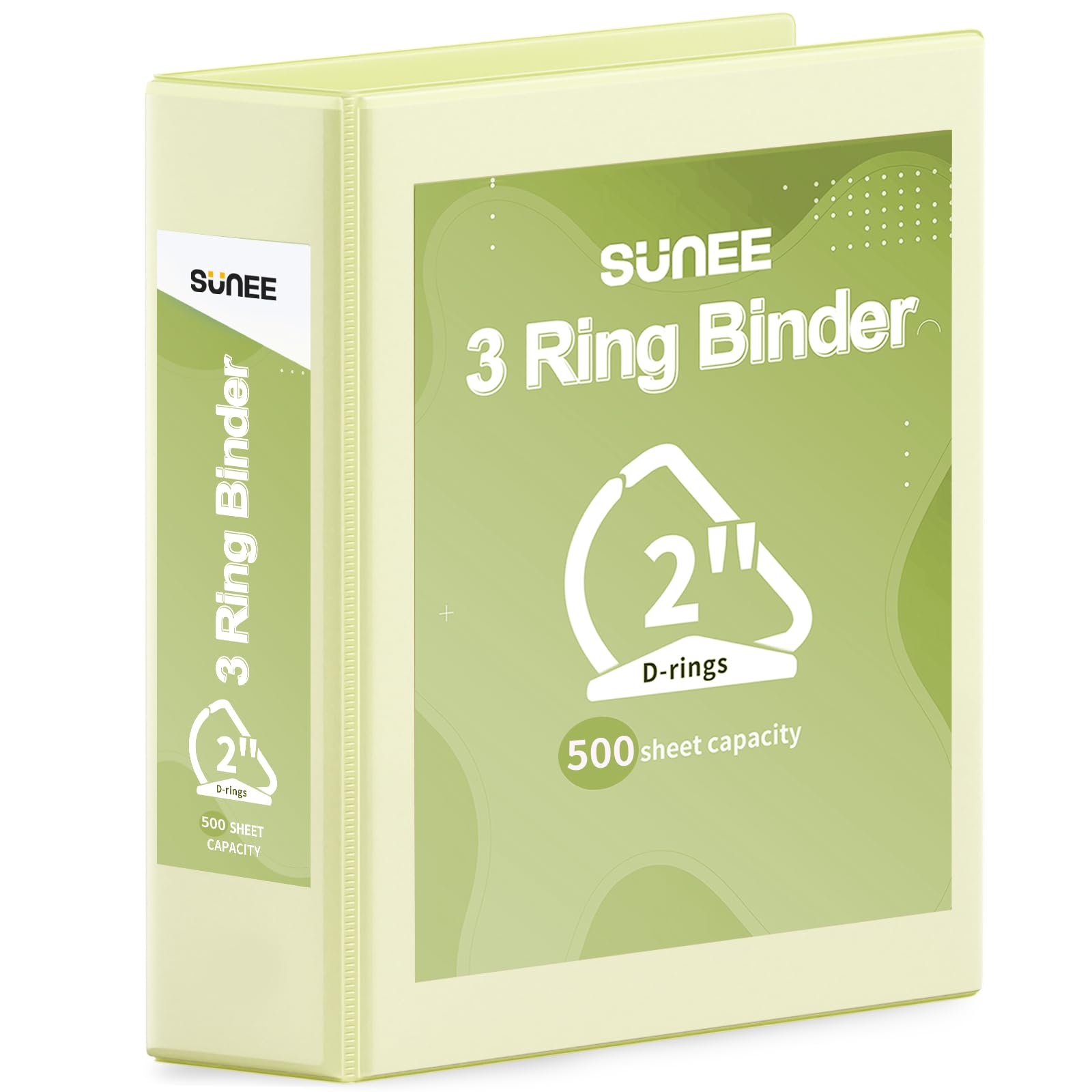 SUNEE 3 Ring Binder 2 Inch, Clear View Binder Three Ring PVC-Free (Fit 8.5x11 Inches) for School or Office Supplies, Yellow, 1 Pack