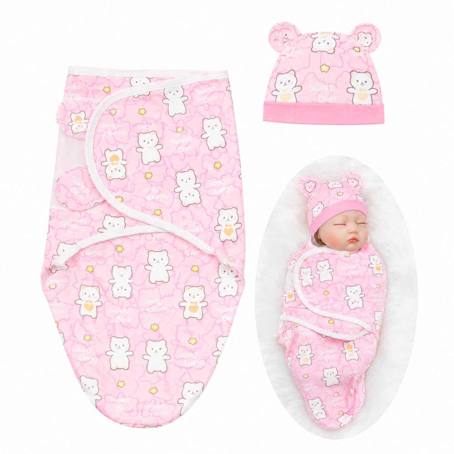 BendJoy Swaddle for New Born Baby, Soft Muslin Baby Blankets Newborn for New Born Baby, Gentle All Season Wrapping Cloth for Newborn Comfort, Secure Sleep & Easy Swaddling for Daily Use（Pink）-image-22