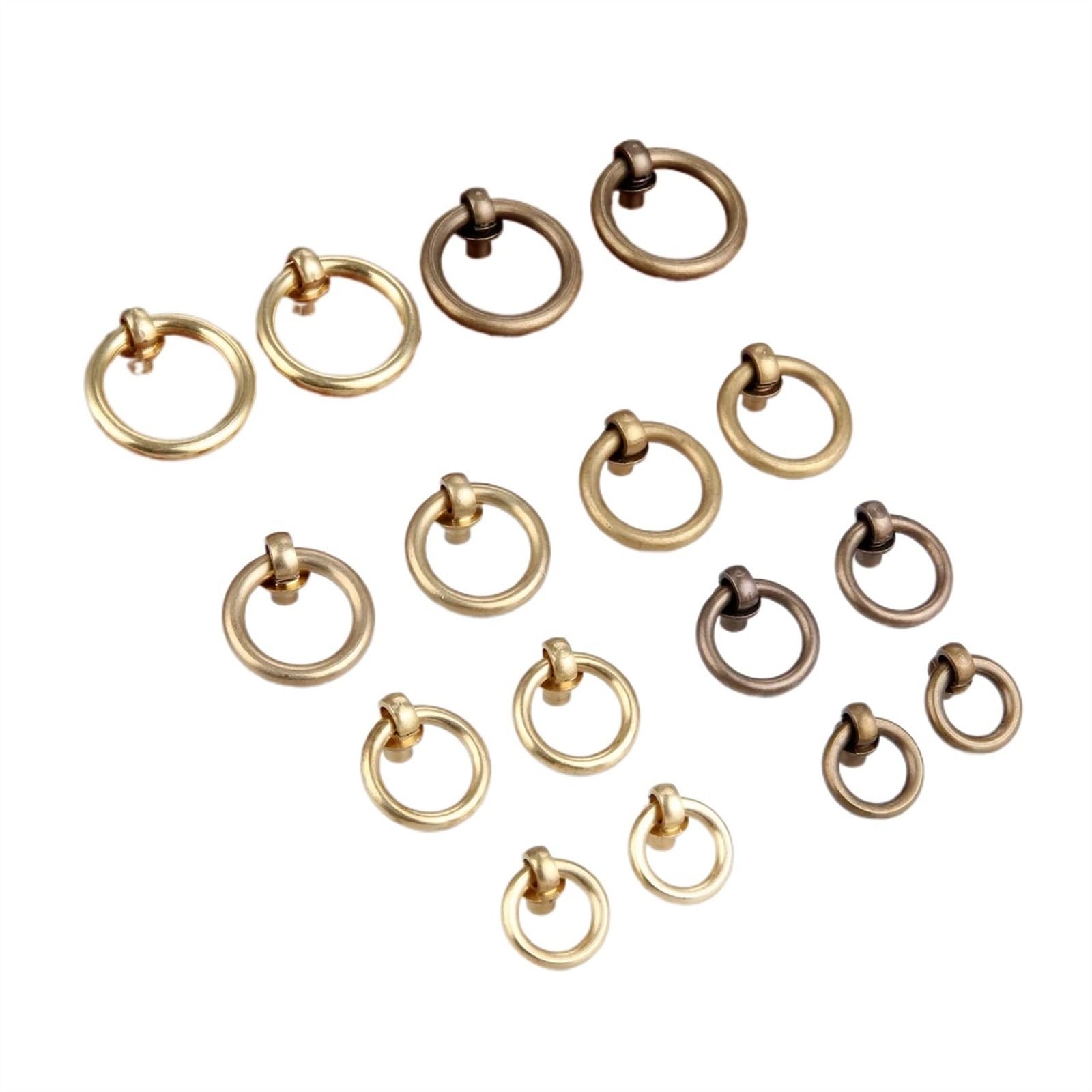 Poignées de meuble en laiton vintage | Lot de 4 boutons ronds de qualité