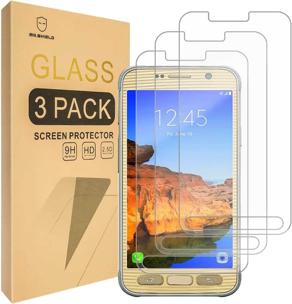 Mr.Shield [3-Pack] Designed For Samsung Galaxy S7 Active[NOT fit for Galaxy S7] [Tempered Glass] Screen Protector [Japan Glass with 9H Hardness] with Lifetime Replacement