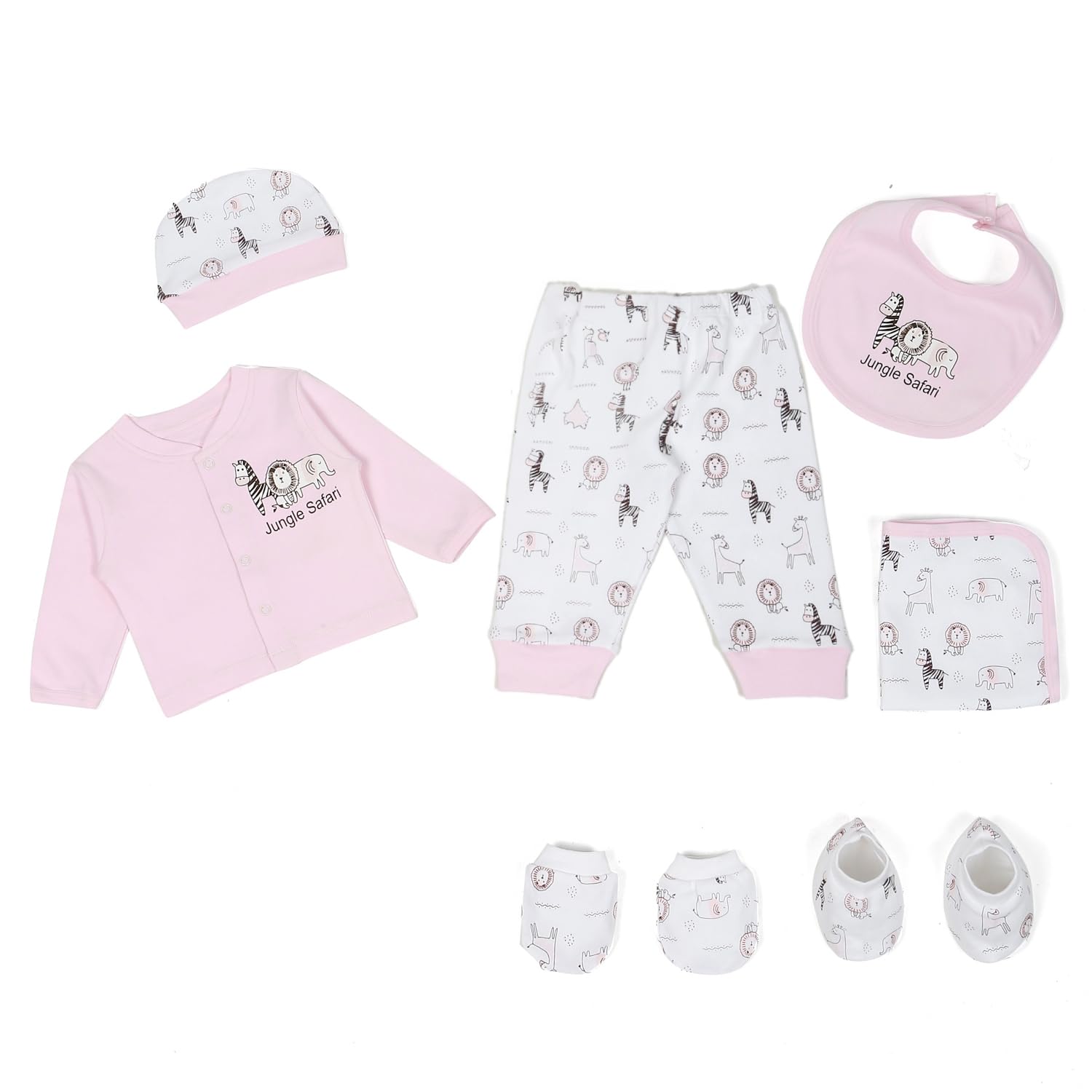 9-in-1 Newborn Baby Gift Set – Buttery-Soft T-Shirt, Pajama, Cap, Bib, Mittens, Booties, Napkin | Made with 100% Pure Soft Cotton-image-11