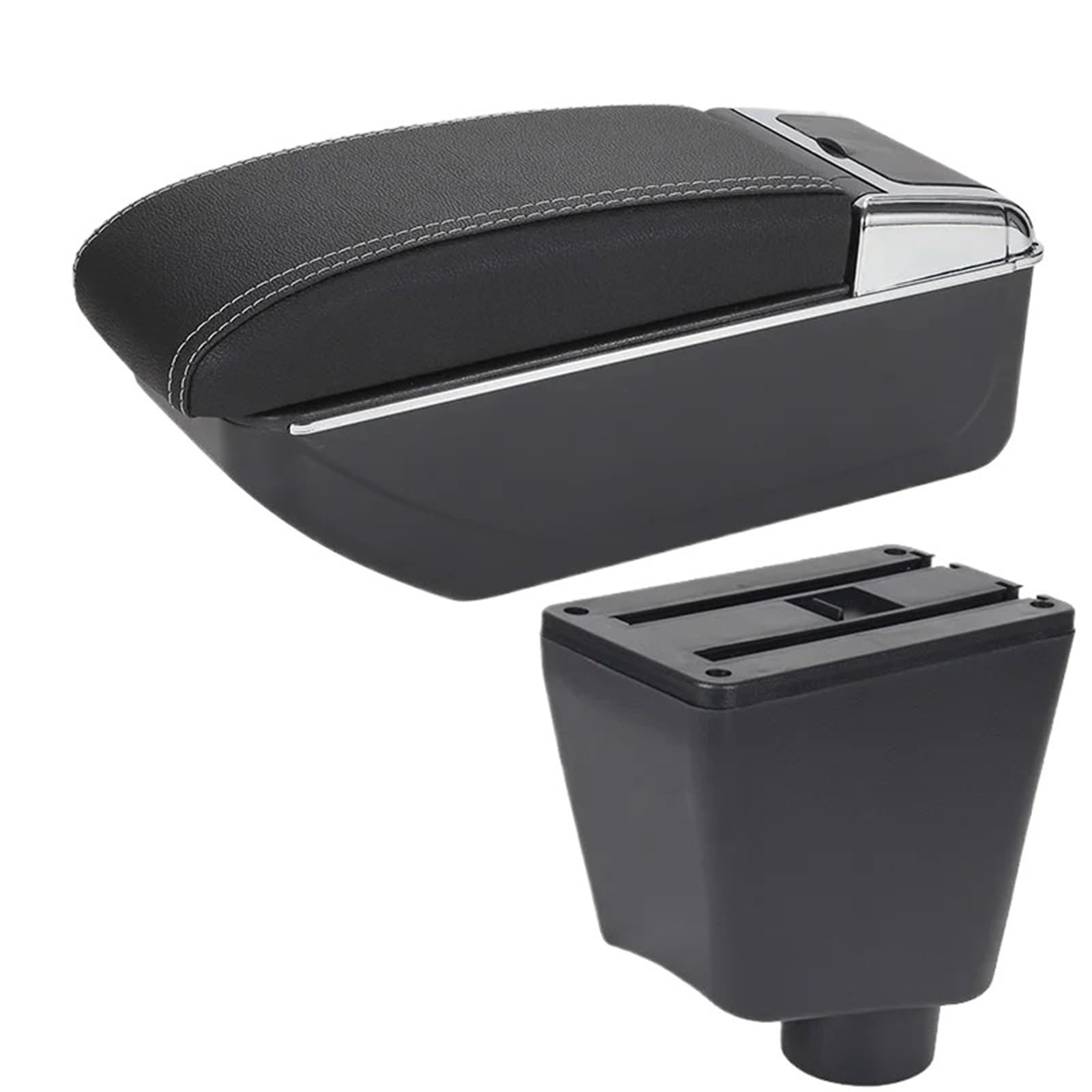 AWGNTQQ Car Armrests For Captur For Clio 4 For Clio 3 III IV Car Armrest Box Accessorie Storage Parts Dedicated Interior Retrofit(D3 Black white NoUSB)