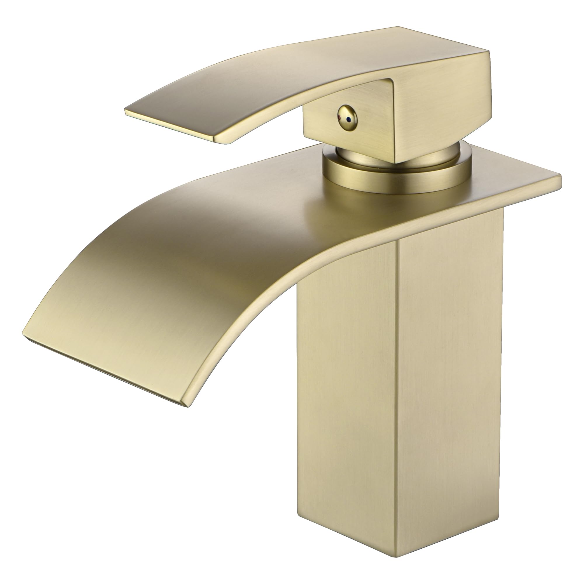 Hcfyauis Brushed Gold Waterfall Bathroom Sink Faucet, | Lead- 304 Stainless Steel, Lavatory Faucet, Single Handle, Single Hole，Faucet Supply Lines Included