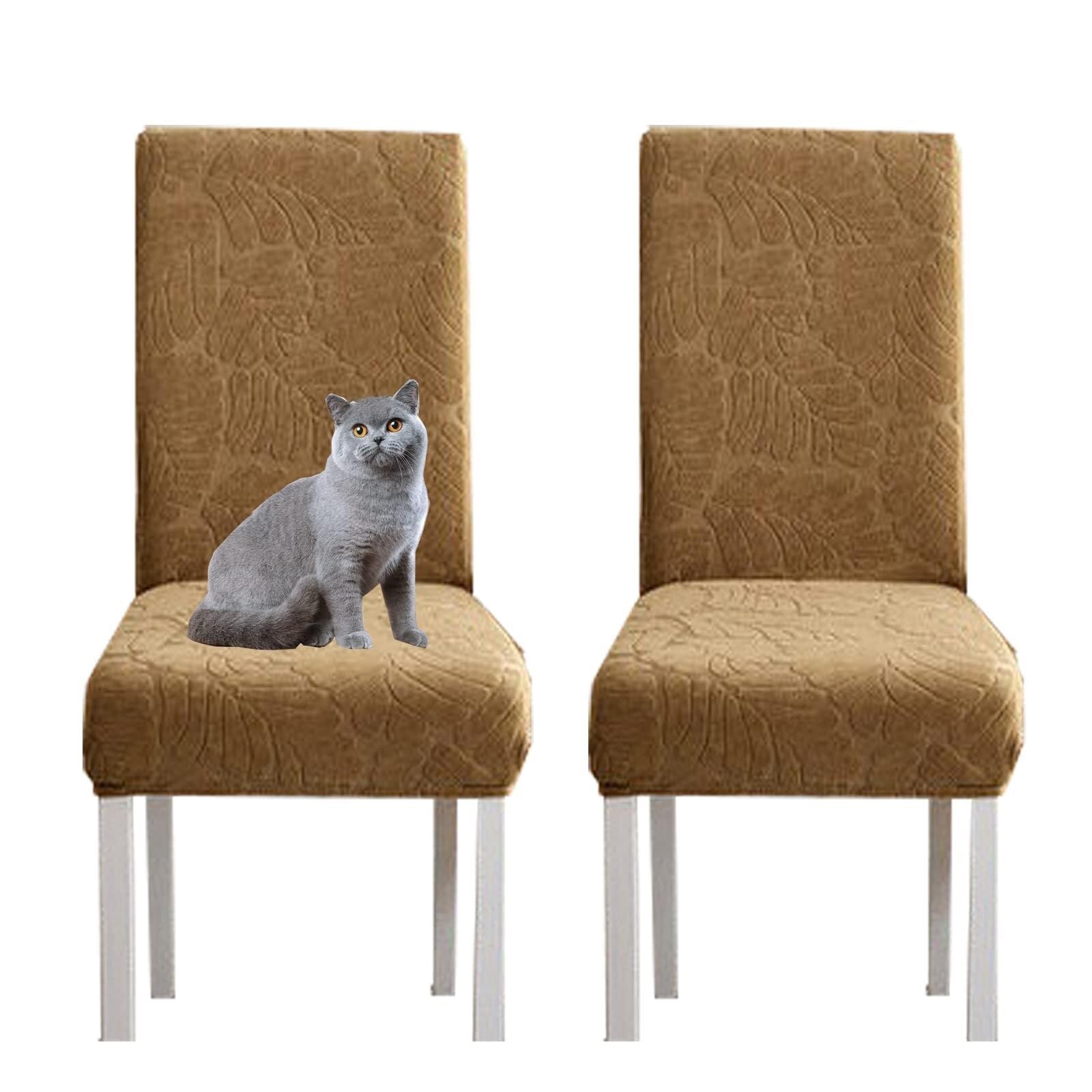 NMVAWIPT Jacquard High Back Stretch Knitted Fleece Chair Covers For Dining Room Home Wedding Banquet Hotel(12#,2pcs)