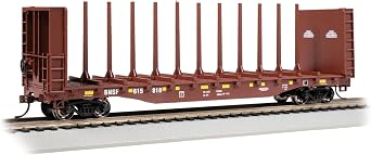 Bachmann Trains - 52 Center-Beam FLATCAR with BULKHEADS - BNSF #615818 - HO Scale