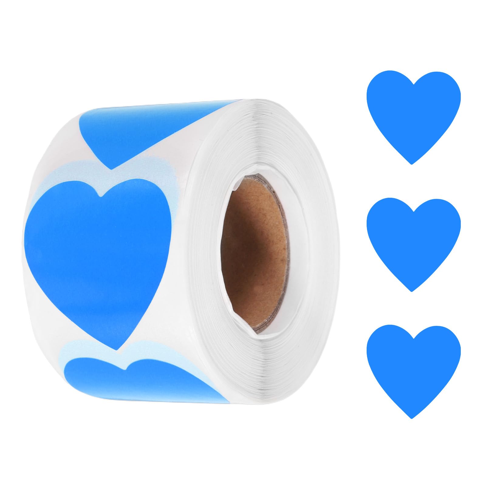 sourcing map 500pcs Light Blue Heart Stickers Roll 1.5 Inch Self-Adhesive Stickers Coding Label Removable for DIY Crafts Homework, Office, Shop, Home, Classroom Marking