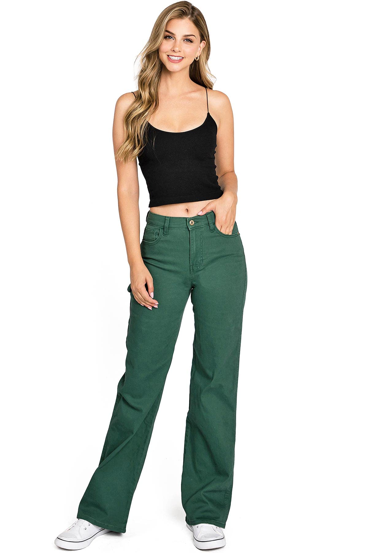 Celebrity Pink Womens Juniors High Rise Wide Straight Skater Pants