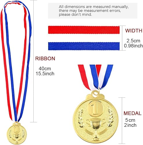 Miniatura 2 de Swpeet Medallas ganadoras de metal para niños, medallas de oro de plata y bronce con patrón de trofeo 1 2 y 3er premios para deportes,