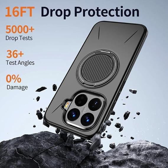 Rongep [Mag-Forge] Xiaomi 15T Pro için Kılıf 360° Dönebilen Standlı [MagSafe ile Uyumlu] Xıaomı 15T Pro Koruyucu Güçlü Manyetikli PC+TPU Tasarım Darbelere Dayanıklı Xiaomi 15T Pro Kılıfı (Siyah)