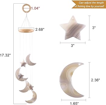 Amazon.co.jp: WarmHut 月と星メノウ 風鈴 吊り下げオーナメント 天然