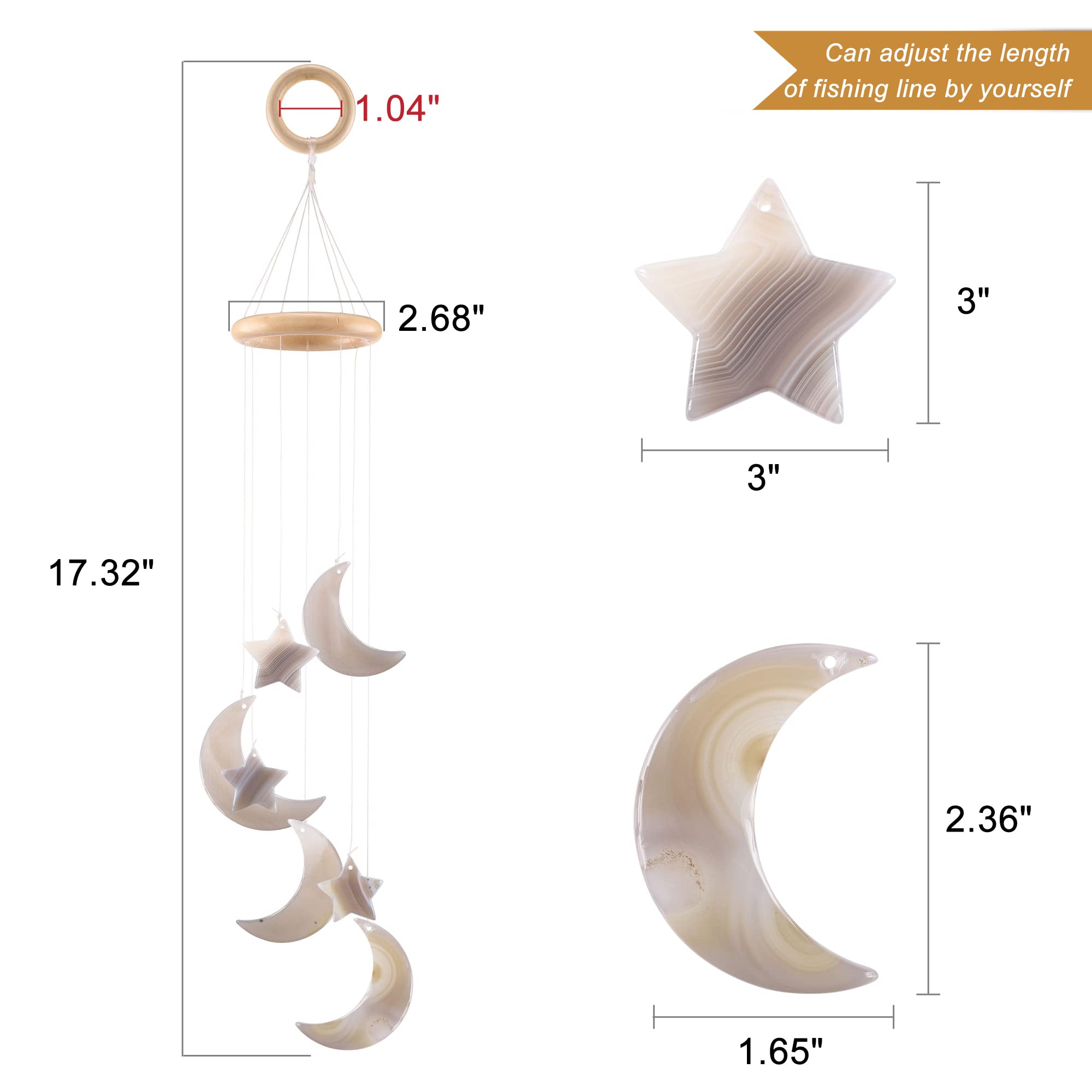 天然石メノー風鈴　ムーン月　スター星　ウィンドチャイム　サンキャッチャーNO2 Amazon.co.jp: WarmHut 月と星メノウ 風鈴 吊り下げオーナメント