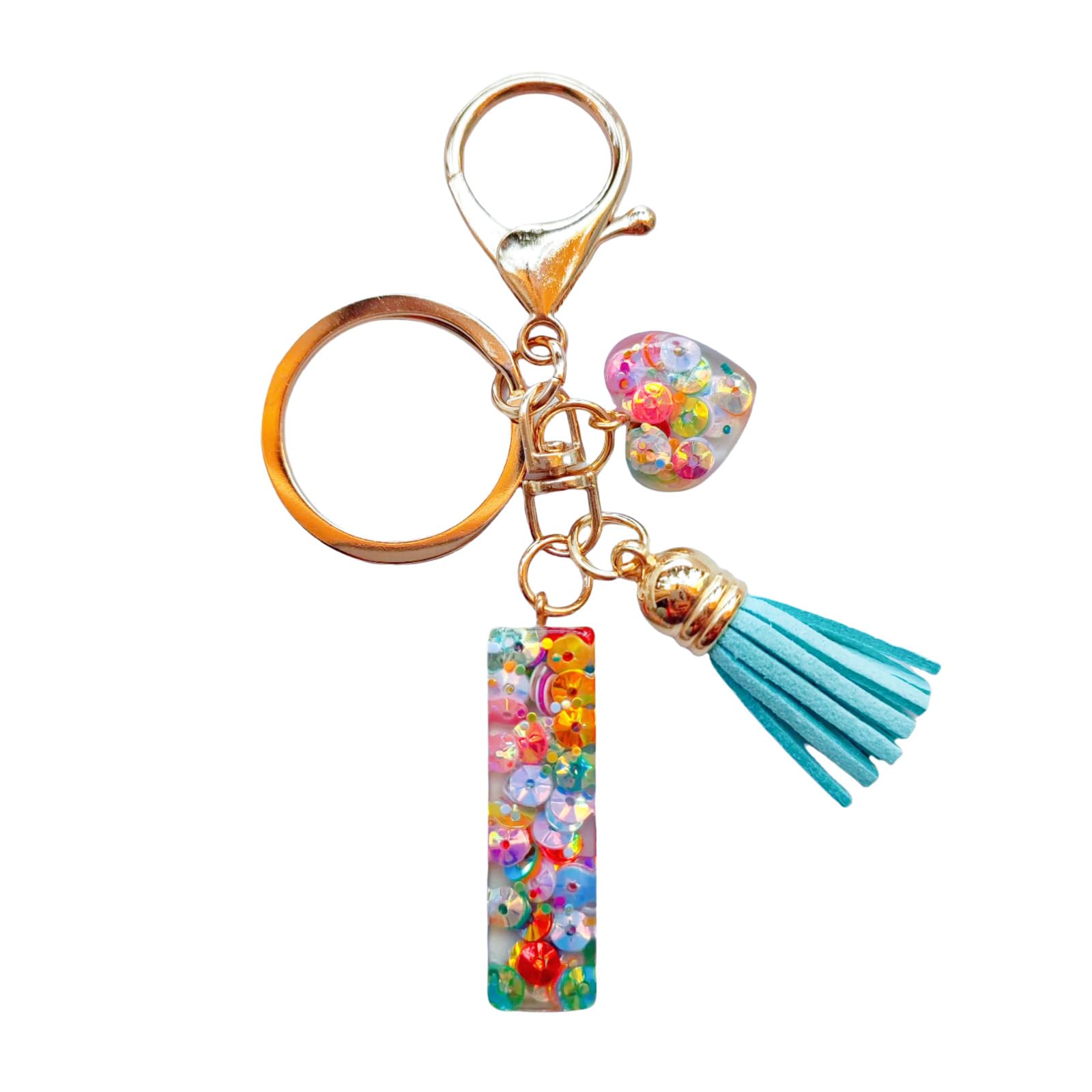 SANLONGXL Colorful Cute Initial Letter Keychains for Women Girls Tassel Heart Charm Alphabet Keychain for Backpack School Bag