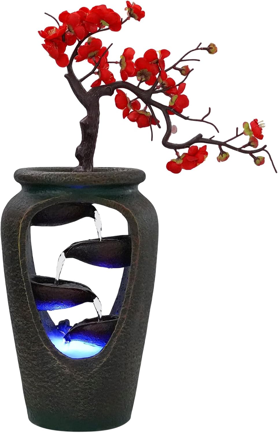 Decorative Indoor Tabletop Fountain, 20inch Tabletop Decorative Waterfall with LED Lights and Atomizer for Kitchen Counter, Living Room