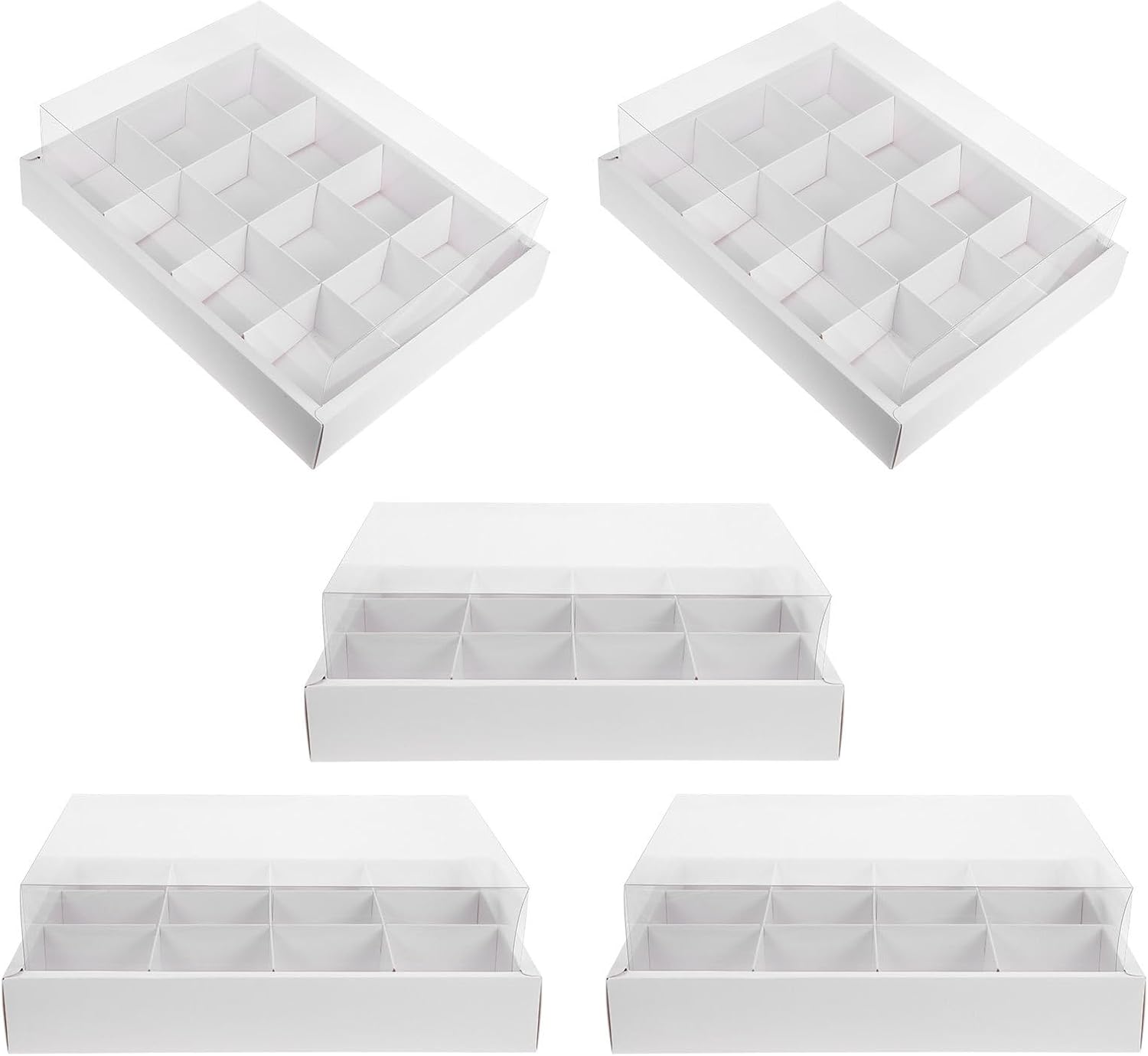 12-grid Cupcake Boxes 5pcs White Cardboard Bakery Cake Containers with Lid for Muffin Storage and Pastry Transport