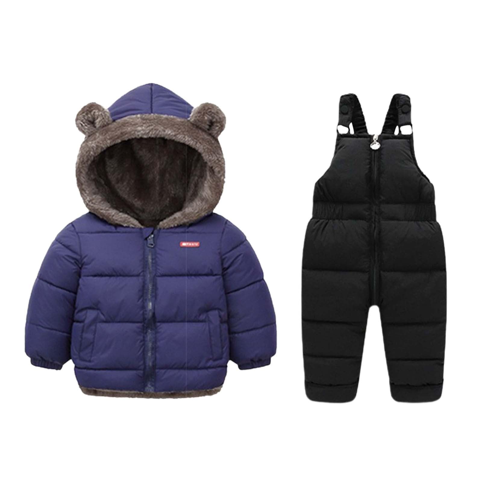 Generico Tuta Da Sci Bambino 2 Pezzi Set Con Cappuccio Completo Con Tasche Tute Antivento Piumino E Pantaloni Invernali Tuta Sci Per All'Aperto Caldo Abbigliamento Neve