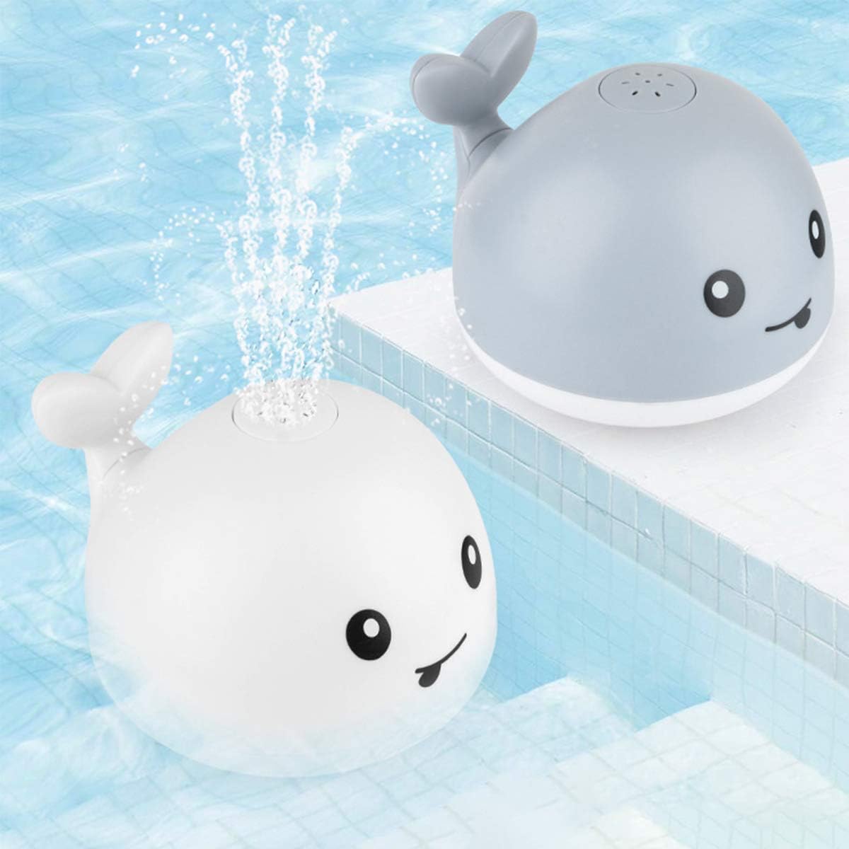Learning Curve Baby Bath Toys, Light Up Whale Bath Toys with LED Light Spray Water Bath Toys for Toddlers Infant Kids Boys Girls Induction Sprinkler Bathtub Toys Shower Pool Bathroom Toy Gray : Toys & Games