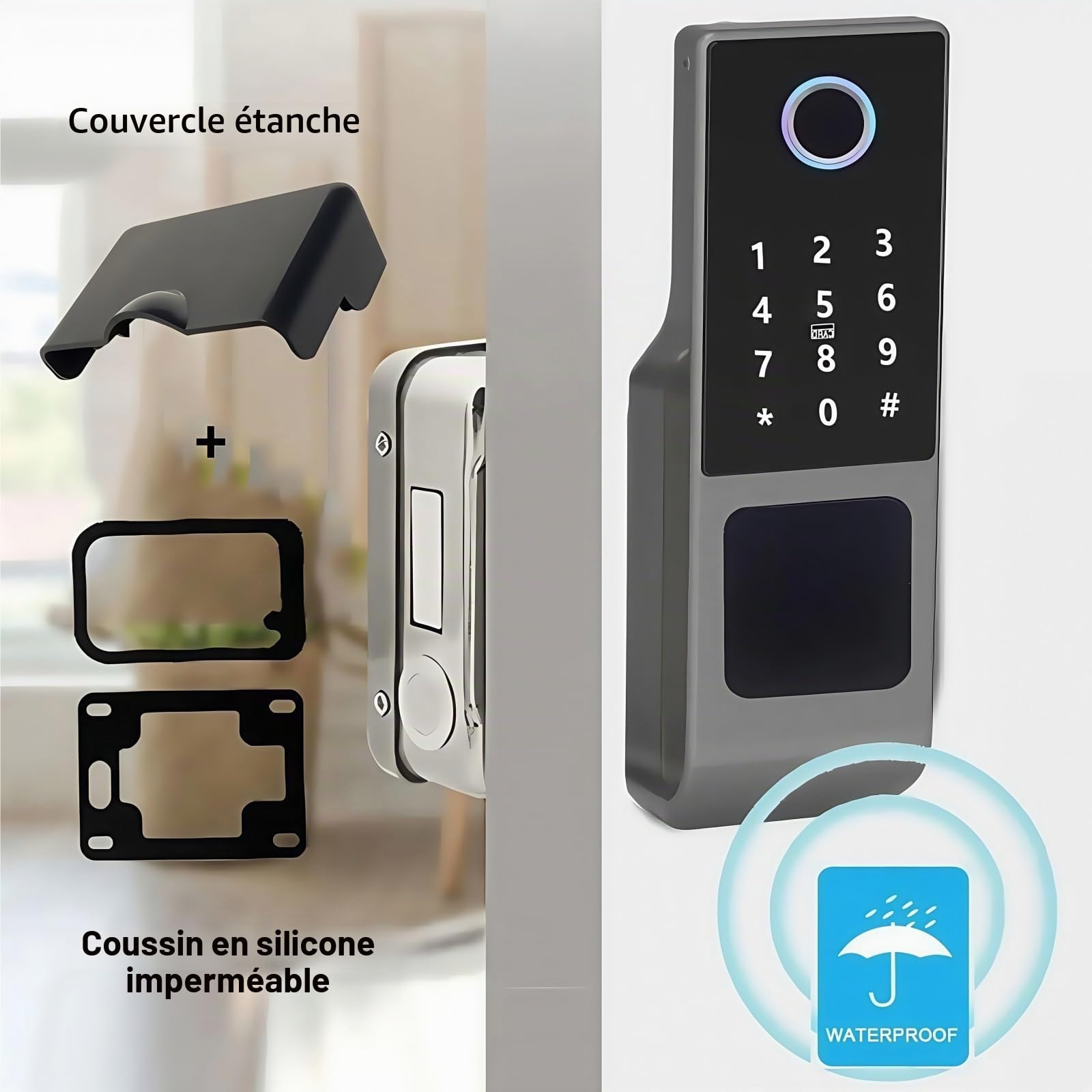 Serrure connectée Tuya étanche, Double Face, avec Empreinte Digitale, for Portail extérieur, Mot de Passe numérique, Application à Distance, for la Maison(Tuya(Double Code))