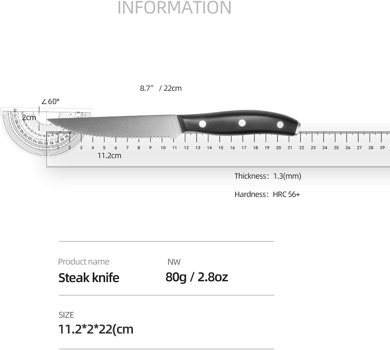 LONSDOW Steak Knives Set of 8 Serrated - Steak Knifes Set of 8 Dishwasher Safe Steak Knives: Home & Kitchen