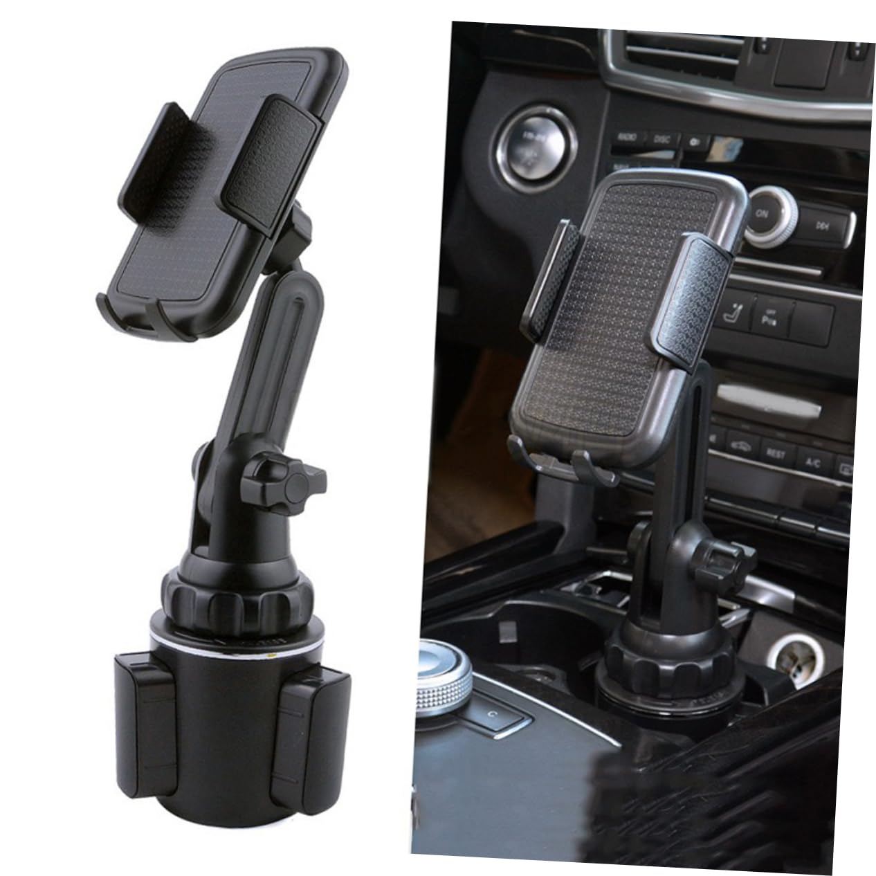 Portacellulare da Auto Regolabile in Abs Nero, Supporto Stabile per Telefono Installazione Facile e Base Estensibile, per Auto e Camion