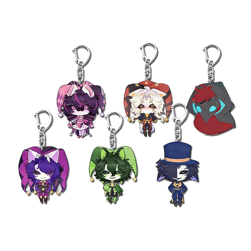 JUSONGKWCP 6 FreaksCircus Keychain Anime Figure Cosplay Keyring Pendant FreaksCircus Acryl Chain Decoration