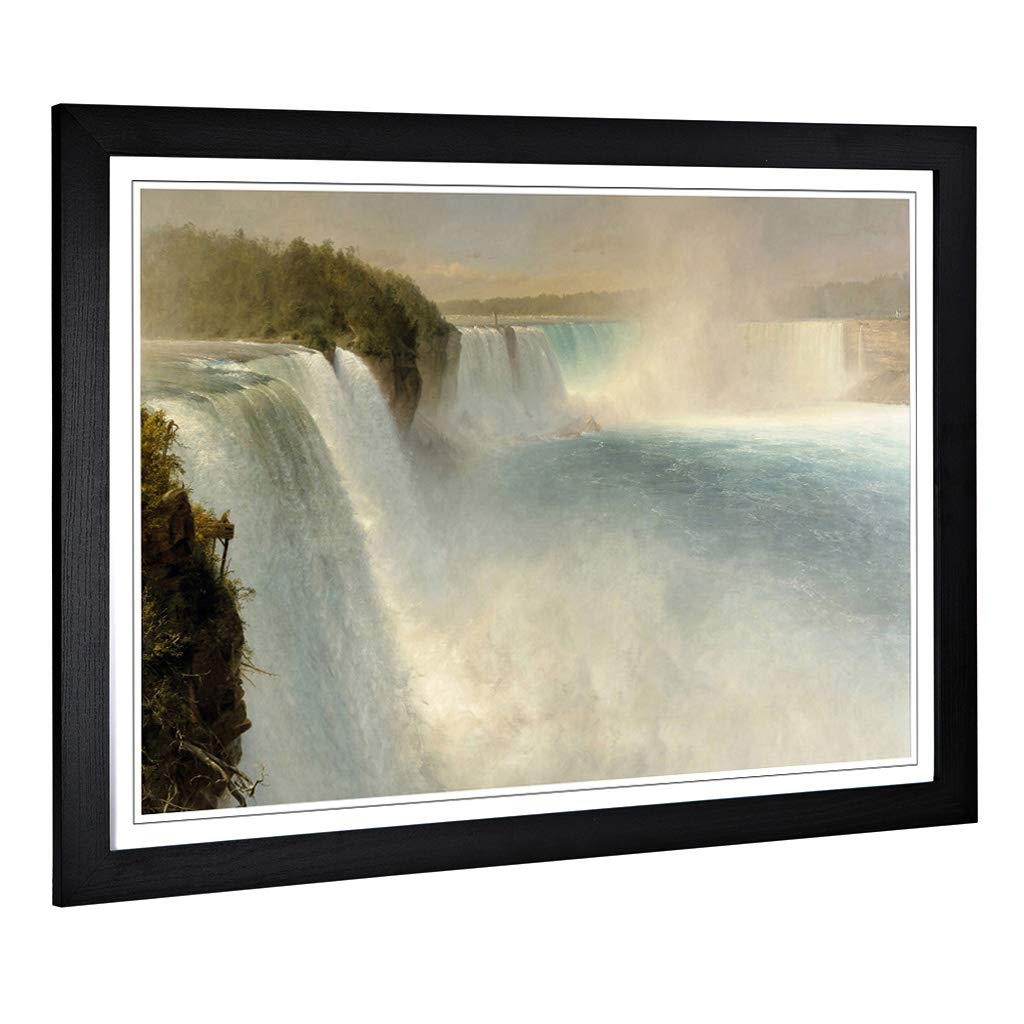 Big Box Art Framed Print of Frederic Edwin Church Niagara Falls Design | Wall Art Picture | Home Decor for Kitchen, Living Room, Bedroom, Hallway, Black, A2 / 24.5x18 Inch / 62x45cm