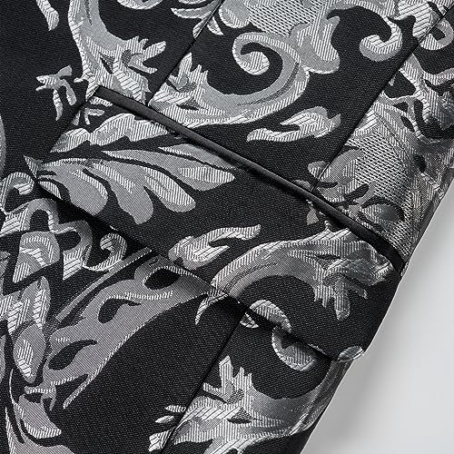 Mens Suit Jacquard Silm Fit 2-Piece Shawl Lapel Tuxedo Wedding Party Prom Suit Set4
