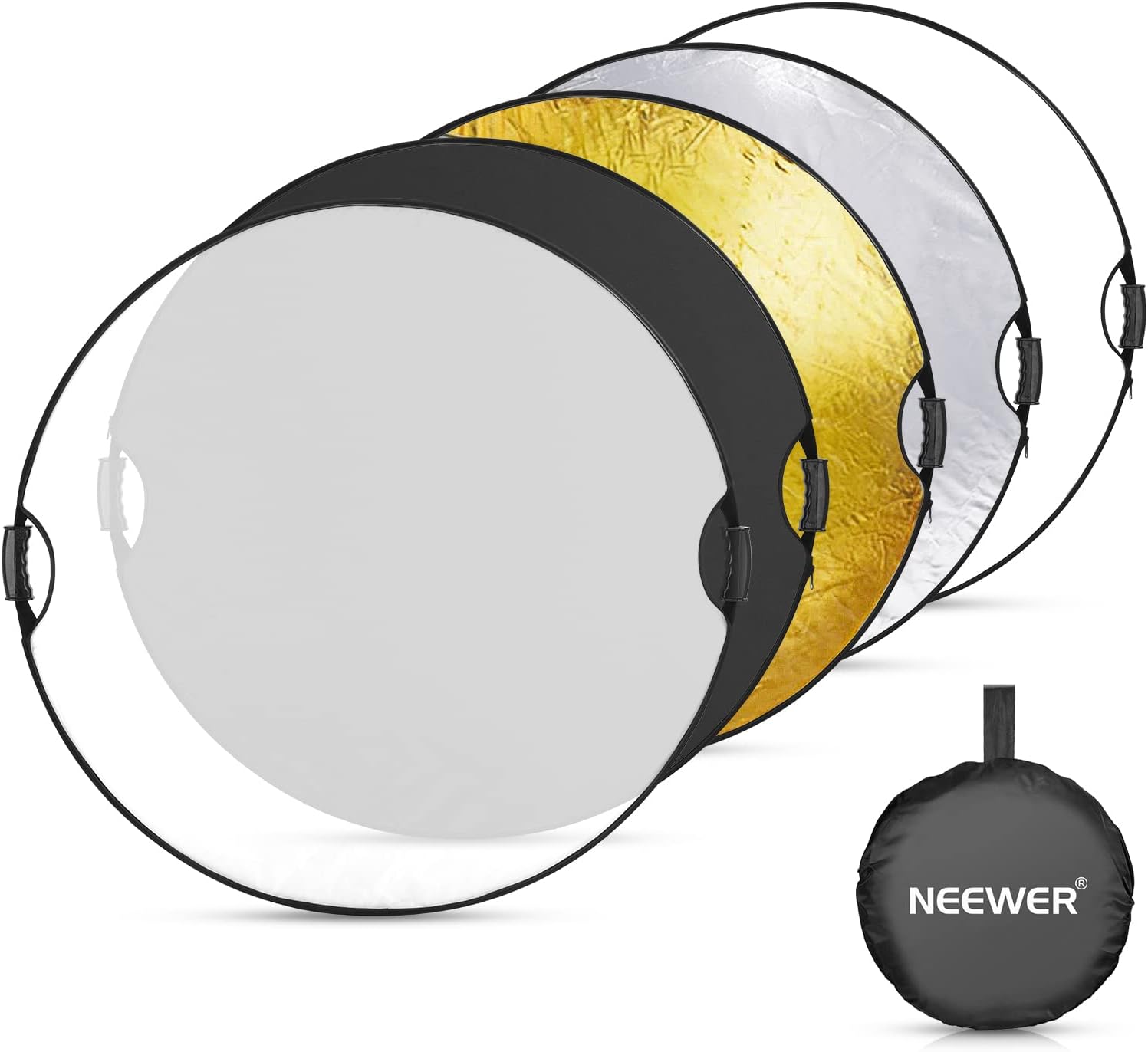 NEEWER 43"/110cm Light Reflector with Handle Grip with 3/8" Thread, 5 in 1