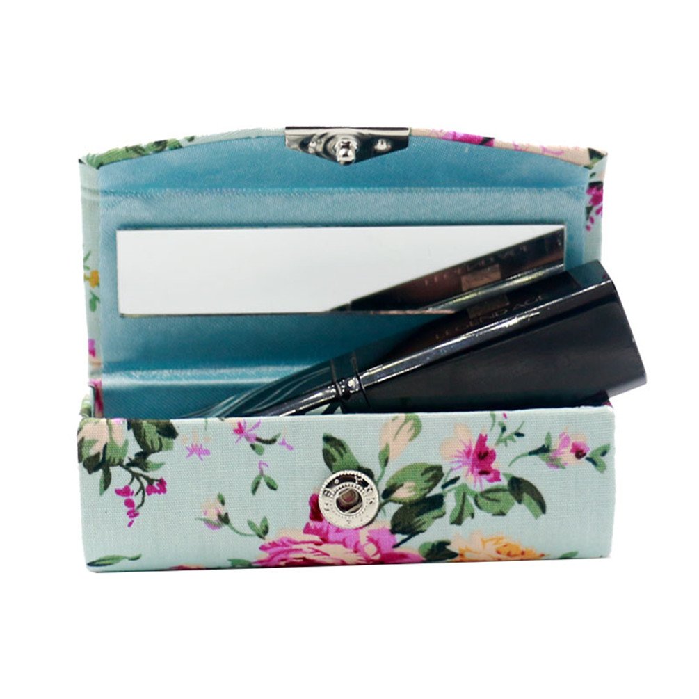 Hanyi 4 Pcs Retro Prints Lipstick Holder with Mirror Lipstick Case, Mehrfarbig - Image 4