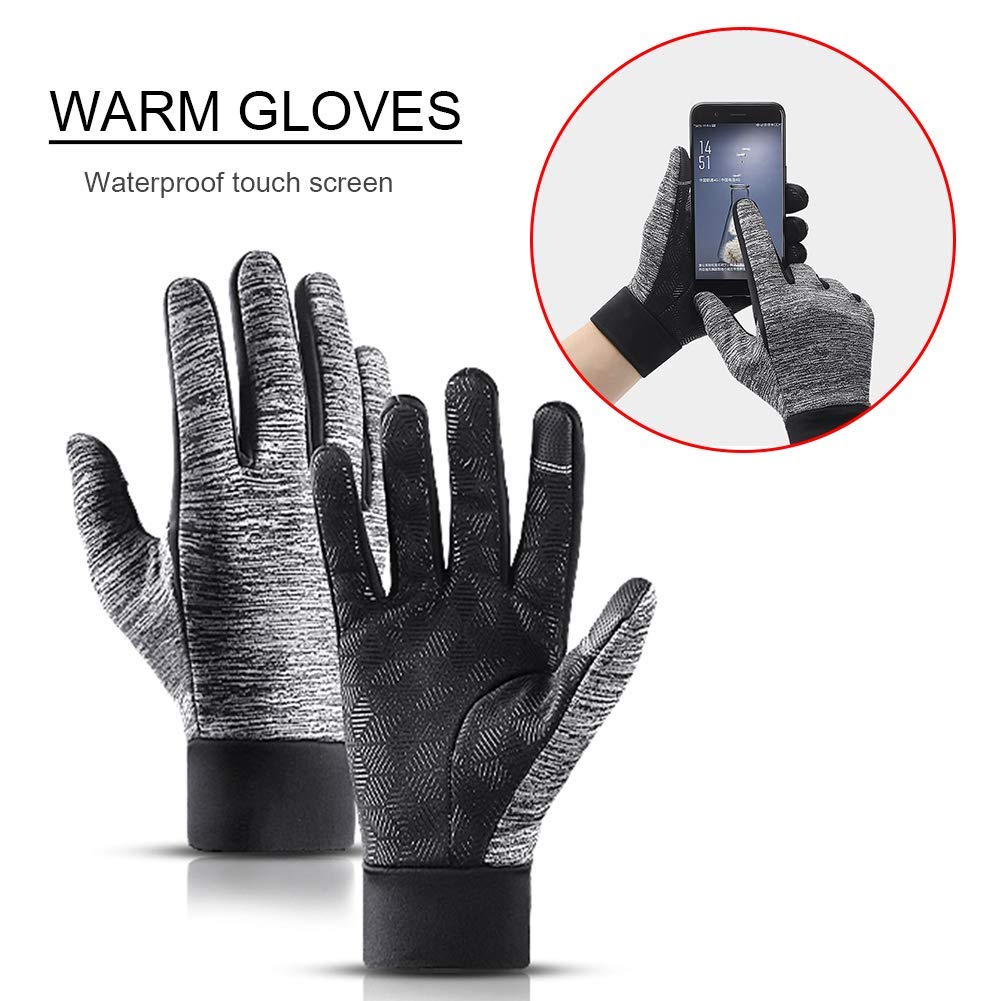 Winterhandschuhe, Winddichte Thermo-Fahrradhandschuhe Kaltes Wetter, wasserdichte Fleece OutdoorTouch Screen Skihandschuhe Grau