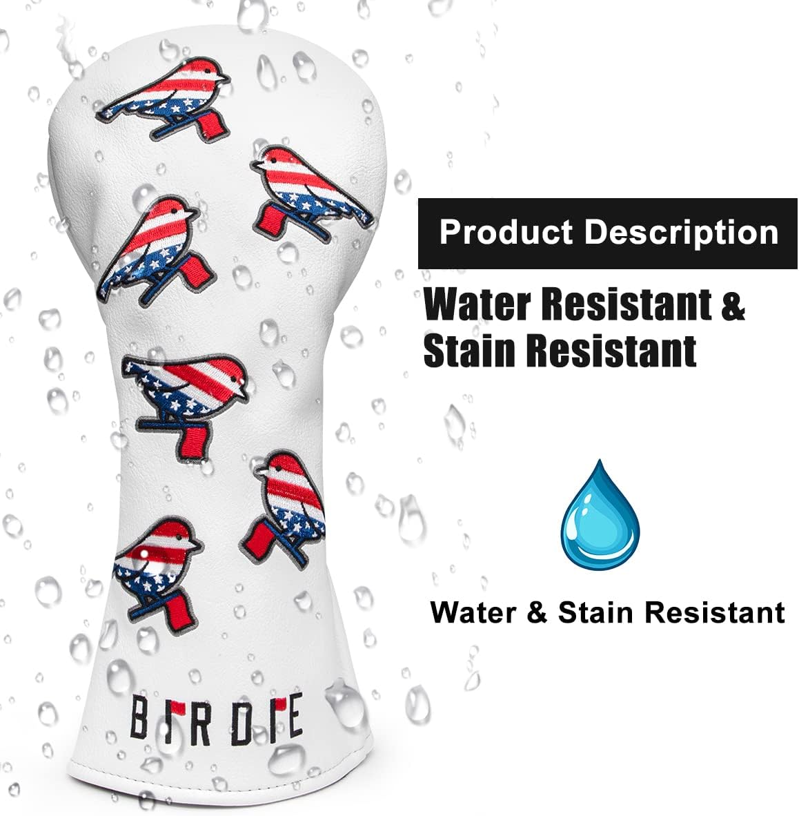 Golf Head Covers Birdie Driver Covers 3 Wood Headcover Hybrid Head Covers Embroidery Leather USA American Flag Golf Club Headcovers Golf Mallet Putter Cover for OZ1