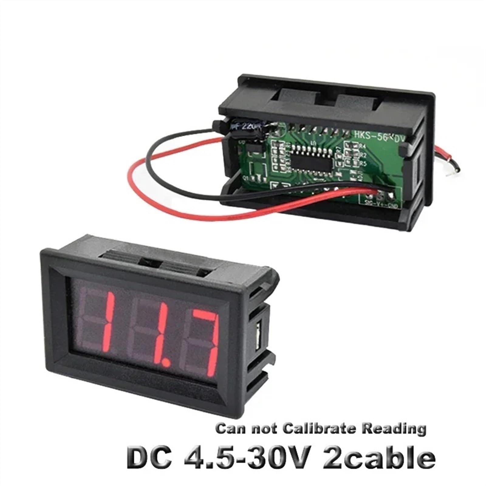 Voltmetro digitale LCD da 0,56 pollici 30-500VAC Calibrare la lettura 0-100VDC 5-30V Rosso Verde Blu Display a LED Tester del rilevatore di tensione (Color : DC 0-100V, Size : Blue LED)