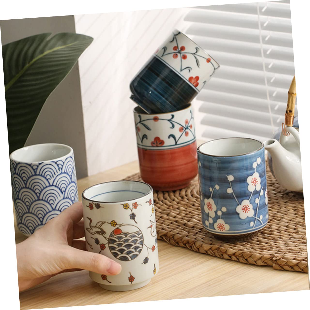 Ciieeo 2piezas Tazas De Cerámica Japonesa Pintadas Mano Para Té y Agua Decorativas y Prácticas Para Casa y Cafetería